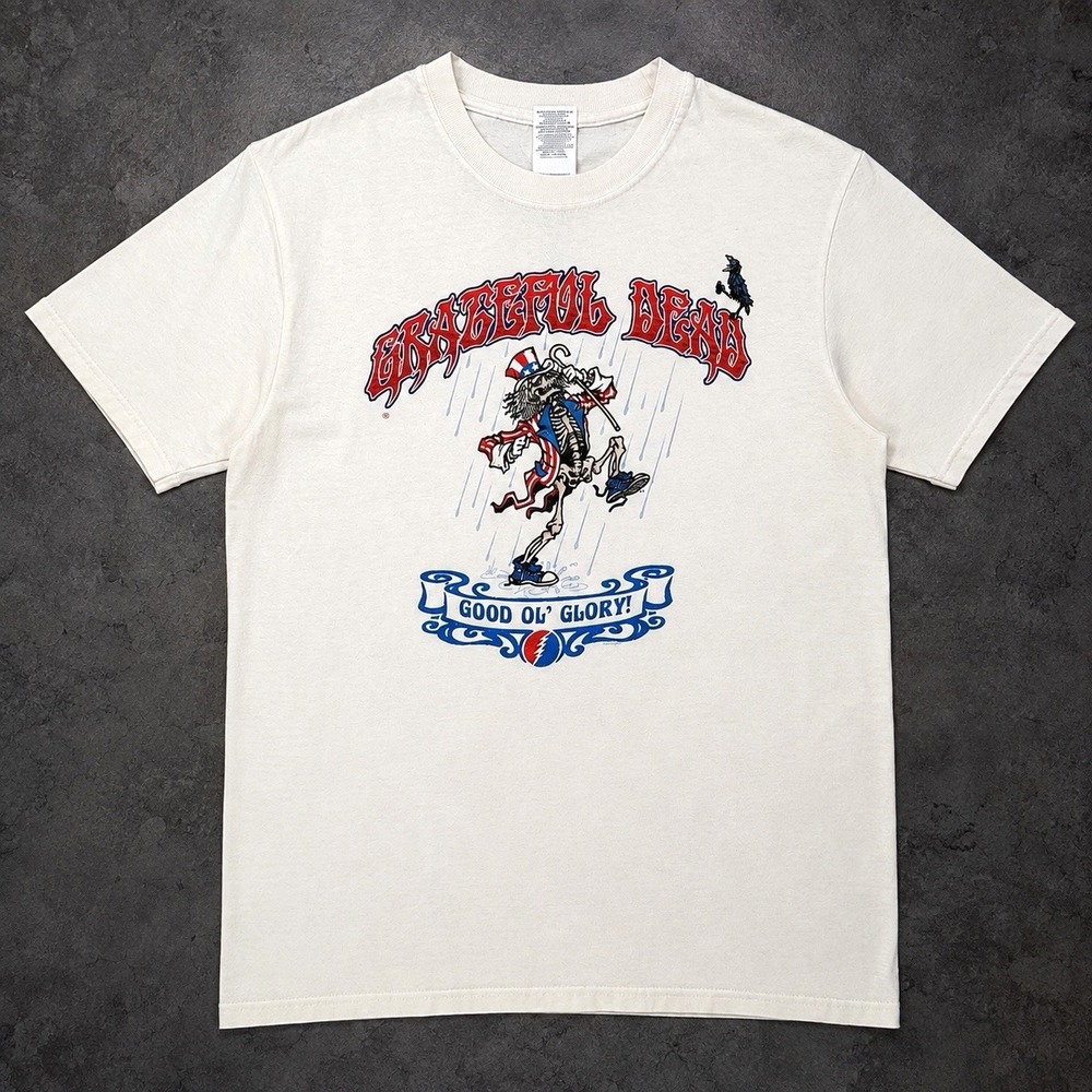 Grateful Dead Good Ol' Glory T Shirt Small White Skeleton Uncle Sam Graphic USA